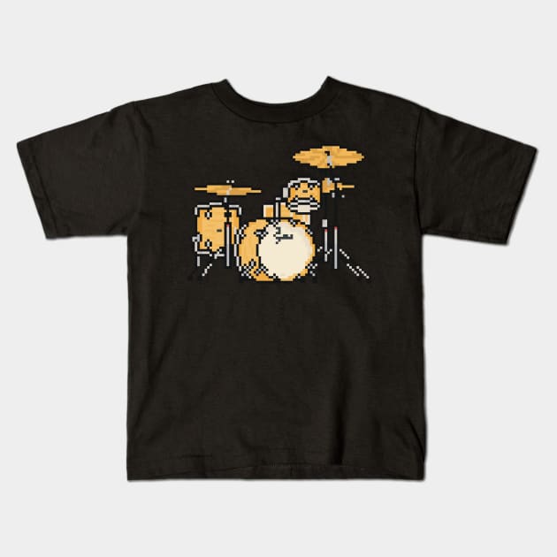 Pixel Maple Stones Drums Kids T-Shirt by gkillerb